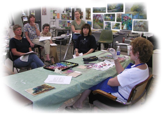 Students working in a pastel workshop taught by Anne Von Ehr