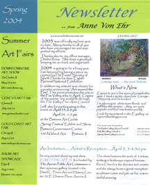 Sample page from the Anne Von Ehr newsletter