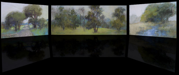 Anne Von Ehr exhibiting pastel paintings at an outdoor art show